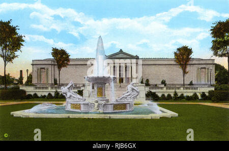 Cleveland, Ohio, USA - Brunnen und Museum der Kunst Stockfoto