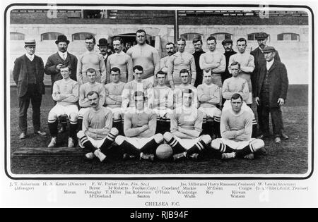 Chelsea Football Club Team und Management, Saison 1905-1906 (Namen unter dem Foto). Stockfoto