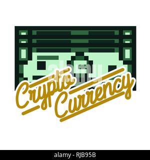 Farbe vintage cryptocurrency Emblem, Etiketten, Abzeichen und gestalterische Elemente. Vector Illustration, EPS 10. Stock Vektor