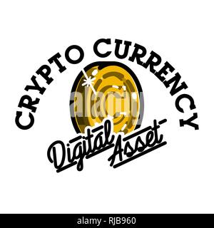 Farbe vintage cryptocurrency Emblem, Etiketten, Abzeichen und gestalterische Elemente. Vector Illustration, EPS 10. Stock Vektor