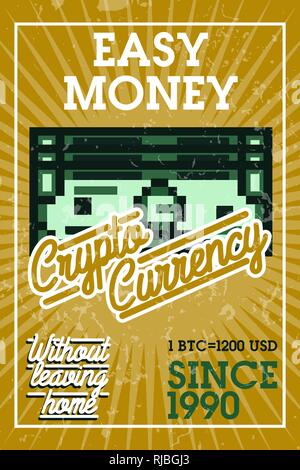 Farbe vintage cryptocurrency Banner. Vector Illustration, EPS 10. Stock Vektor