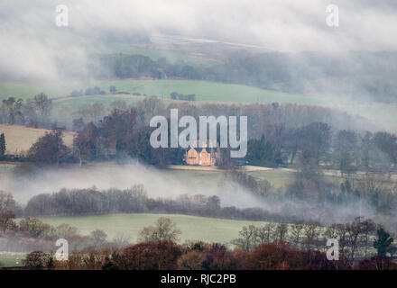Blick auf Ackerland an einem frostigen Morgen in der Nähe von Linlithgow, West Lothian' Stockfoto