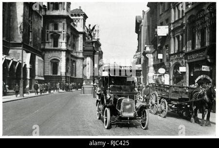 Taxi in der Fleet Street, London 1900er Stockfoto