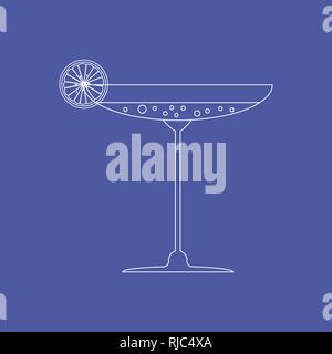 Cocktail Glas auf blauem Hintergrund mit zitronenscheibe 10 eps isoliert Stock Vektor
