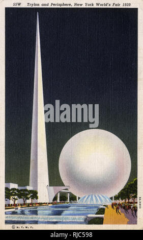 New York World's Fair - Trylon und Perisphere Stockfoto