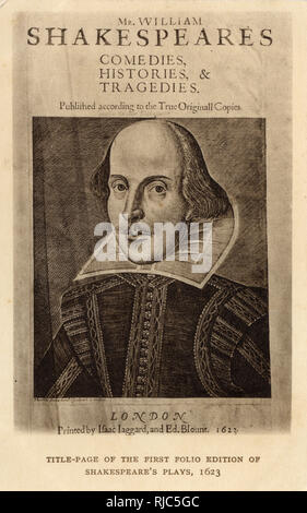 Titelseite des ersten Folio von Shakespeares Stücken Stockfoto