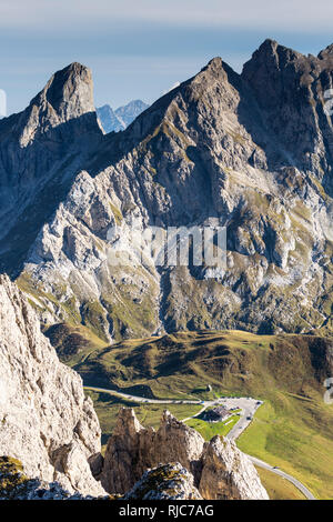 Europa, Italien, Alpen, Dolomiten, Berge, Passo Giau, Blick vom Rifugio Nuvolau Stockfoto