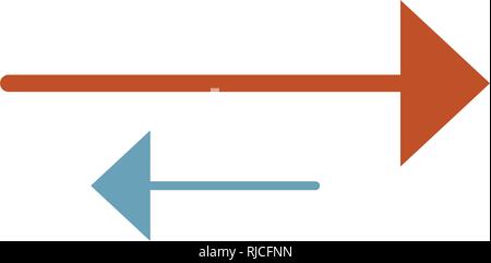 Vektor icon. Zwei blaue und orange gegenüber horizontalen Pfeilen isoliert auf Weiss. Flachbild-Symbol. Symbol zum Austauschen. Gut für web und software Schnittstellen. Flip fl Stock Vektor