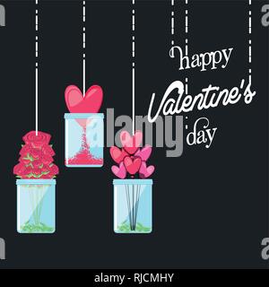 Valentines Tag Karte mit Dekoration aufhängen Vector Illustration Design Stock Vektor