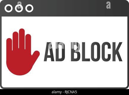 Ad Block popup Banner lock Konzept Vektor. Stock Vektor