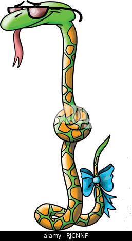 Komisch aussehende cartoon Schlange tragen Brillen Vector Illustration Stock Vektor