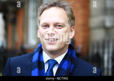 Grant Shapps MP in Westminster, London, Großbritannien am 5. Februar 2019. Konservative. Tories. Regierung. Britische Politiker. MPS. Britische Politik. Britisches Parlament. Tories. Tory. True Blue. Konservative Partei. Politik. Russell Moore Portfolio-Seite. Stockfoto