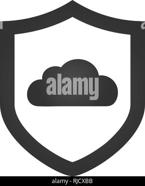 Schild Cloud, Datenschutz. Flache Vektor Icon Abbildung. Einfach schwarzes Symbol auf weißem Hintergrund. Schild Cloud, Datenschutz sign Design templ Stock Vektor