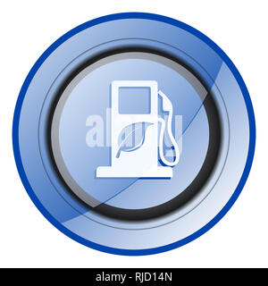 Biokraftstoff runden blauen glänzend web design Symbol auf weißem Hintergrund Stockfoto