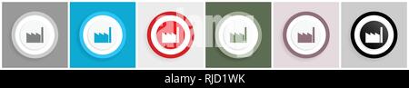 Factory Icon Set, Vektorgrafiken in 6 Optionen für Web Design und mobile Anwendungen Stock Vektor