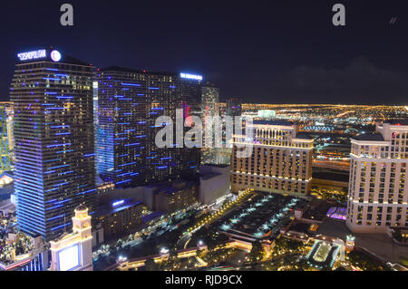 Las Vegas, Nevada, USA - Januar 23, 2016: Las Vegas Strip Blick vom Eiffelturm Paris Las Vegas Stockfoto