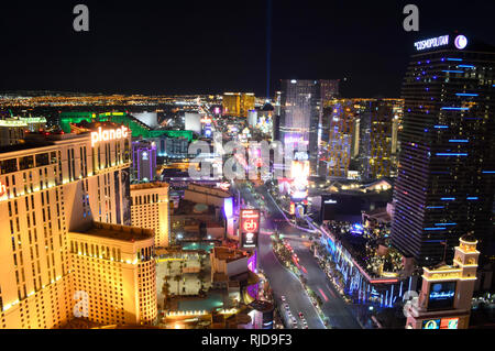 Las Vegas, Nevada, USA - Januar 23, 2016: Las Vegas Strip Blick vom Eiffelturm Paris Las Vegas Stockfoto