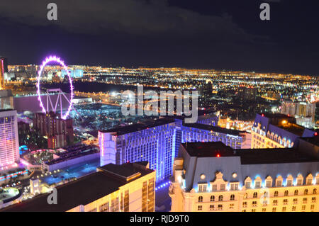 Las Vegas, Nevada, USA - Januar 23, 2016: Las Vegas Strip Blick vom Eiffelturm Paris Las Vegas Stockfoto