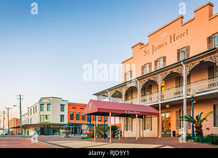 Die Sonne geht auf der St. James Hotel, Feb.14, 2015 in Selma, Alabama. Das Hotel wurde im 1837 gebaut. Stockfoto