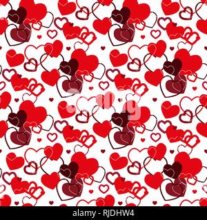 Wiederholung der Herzen, runden Punkte und das handgeschriebene Wort Liebe. Romantische nahtlose Muster. Endlose mädchenhafte Drucken. Gezeichnet von Hand, Skizze, Doodle. Cute vect Stock Vektor