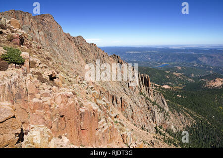 Blick nach Norden in der Nähe der Gipfel des Pikes Peak in Colorado Stockfoto