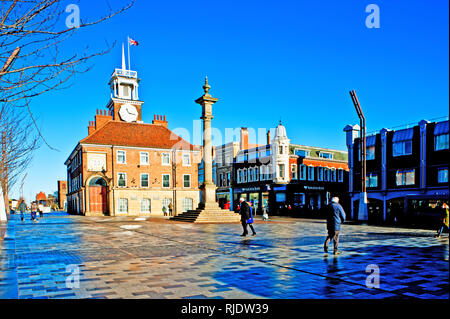 Rathaus und High Street, Stockton on Tees, Cleveland, England Stockfoto