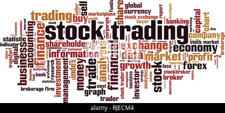Stock Trading Wort cloud Konzept. Vector Illustration Stock Vektor