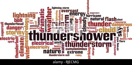 Wort Wolke thundershower Konzept. Vector Illustration Stock Vektor