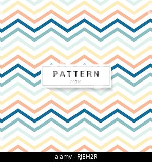 Chevron Muster Pastell Farbe auf weißem Hintergrund. Blau, gelb, pink Zig Zag. Vector Illustration Stock Vektor