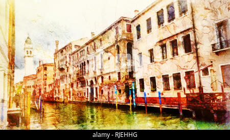 Romantische Landschaft von Venedig, Italien. Computer Malerei Stockfoto