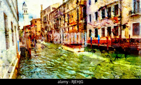 Romantische Landschaft von Venedig, Italien. Computer Malerei Stockfoto