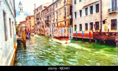 Romantische Landschaft von Venedig, Italien. Computer Malerei Stockfoto