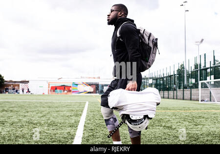 Uk American Football Training als Team Stockfoto