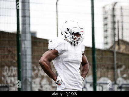 Uk American Football Training als Team Stockfoto