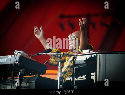 Der amerikanische Sänger, Komponist, Musiker und Seele Symbol Stevie Wonder führt ein Live Konzert in der Orange Stage beim Roskilde Festival 2014. Dänemark, 06.07.2014. Mit Ausnahme von Dänemark. Stockfoto