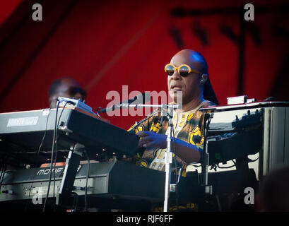 Der amerikanische Sänger, Komponist, Musiker und Seele Symbol Stevie Wonder führt ein Live Konzert in der Orange Stage beim Roskilde Festival 2014. Dänemark, 06.07.2014. Mit Ausnahme von Dänemark. Stockfoto