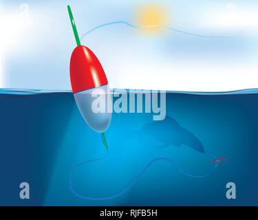 Vector Illustration mit dem Bild eines Schwimmers Stange als Symbol der Fischerei Stock Vektor