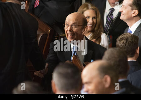 Februar 5, 2019 - Washington, District of Columbia, Vereinigte Staaten - US-Handelsminister Wilbur Ross bei der Zustand der Union Adresse, Dienstag, Februar 5, 2019 (Bild: © Douglas Christian/ZUMA Draht) Stockfoto