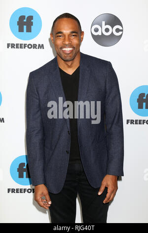 Februar 5, 2019-Pasadena, CA, USA - LOS ANGELES - FEB 5: Jason George an der Disney ABC Fernsehen Winter Presse Tour Photo Call im Langham Huntington Hotel am 5. Februar 2019 in Pasadena, CA (Credit Bild: © Kay Blake/ZUMA Draht) Stockfoto