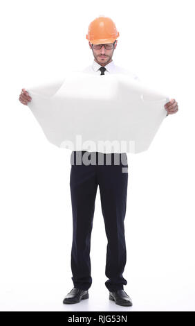 Im vollen Wachstum. Architekt bei den Zeichnungen des neuen Projekts. Stockfoto