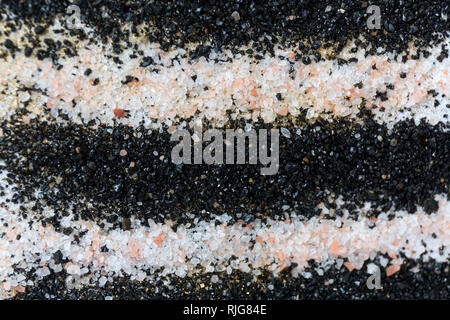 2-in-1-bunten sand Muster. Marmor im Hintergrund. Schwarze und weiße Pulver Textur. Stockfoto