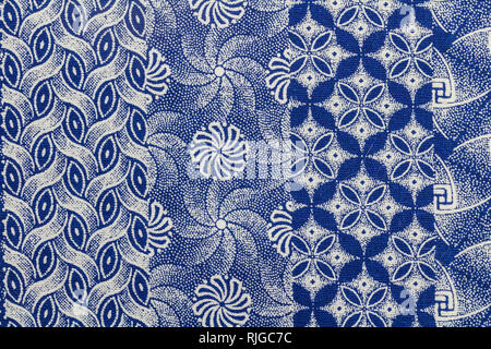 Indigo Muster gedruckt am Stoff - Stoff Textur Hintergrund Stockfoto
