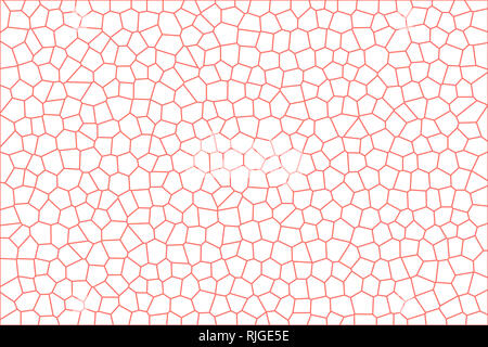 Lebende Koralle Farbe des Jahres 2019. Abstrakte Mosaik Fliese Textur. Coral Zellen auf weißem Hintergrund. Geometrische polygon Formen Raster. Stockfoto