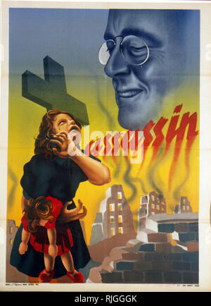 Weltkrieg zwei Vichy Französisch anti-amerikanischen (Roosevelt) Propaganda Poster, 1943 Stockfoto