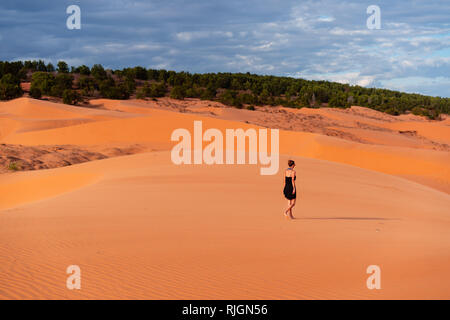 Den roten Sanddünen von Mui Ne, Vietnam ist beliebtes Reiseziel mit langen Küstenlinie. Stockfoto