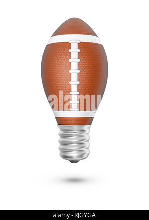 American football Glühlampe/3D-Darstellung der Glühbirne geformte American Football auf weißem Hintergrund Stockfoto