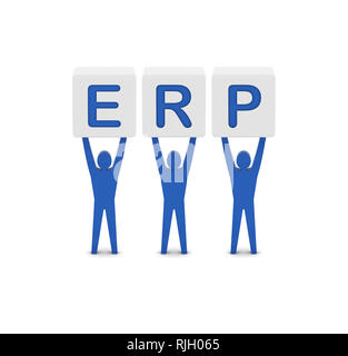 Männer halten das Wort ERP. Enterprise Resource Planning. Konzept 3D-Abbildung. Stockfoto