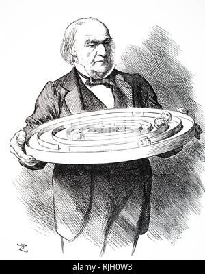 Ein Cartoon, William Ewart Gladstone, die versucht, alle Hauptakteure in der Irischen Frage in den Mittelpunkt seines Puzzle zu erhalten. William Ewart Gladstone (1809-1898) ein britischer Staatsmann der Liberalen Partei, der als Premierminister von Großbritannien serviert. Illustriert von John Tenniel (1820-1914) ein englischer Illustrator Grafik Humorist und politischen Karikaturisten. Vom 19. Jahrhundert Stockfoto