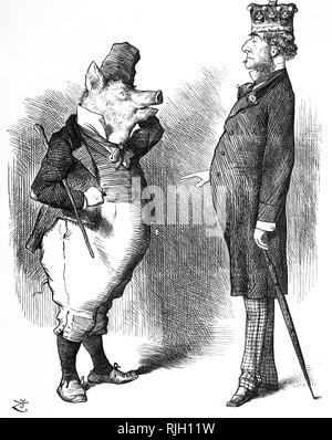 Ein Cartoon kommentierte die Probleme von Irland. Illustriert von John Tenniel (1820-1914) ein englischer Illustrator Grafik Humorist und politischen Karikaturisten. Vom 19. Jahrhundert Stockfoto