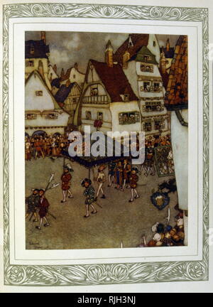 Illustrierte französische Ausgabe von Geschichten von Hans Christian Anderson, illustriert von Edmund Dulac (1882 - 1953), französisch-born, Britische eingebürgerte Magazin Illustrator, Buchillustratorin Stockfoto